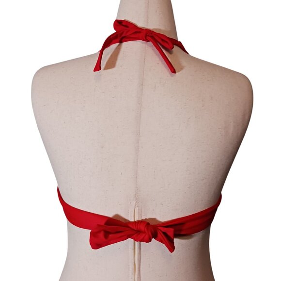 NEW‎ J. Crew Red Adjustable Tie-back Halter Bikini Swim Top Women's Size S - Picture 5 of 11